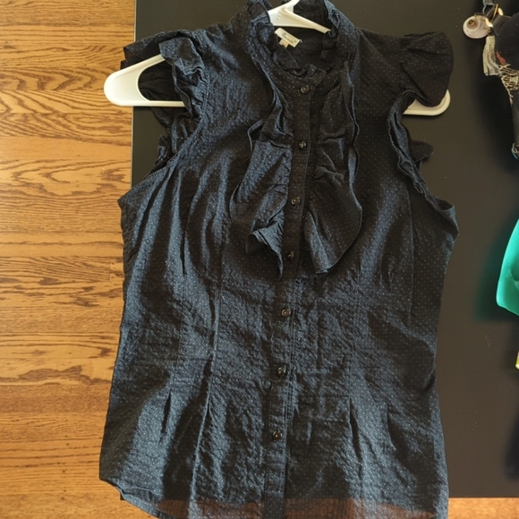 Flounce romantic ruffle button down top - Picture 2 of 9